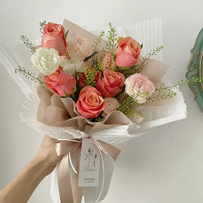 Pleated Waved Bouquet Wrapping Paper 30grm Tissue Paper For Bouquet